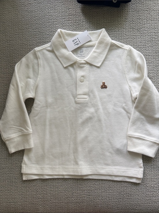 GAP Other - GAP White Long-Sleeve Polo with Teddy Embroidery
